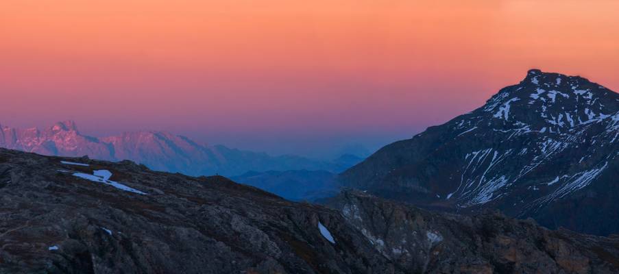 Colorful evening high on the mountains