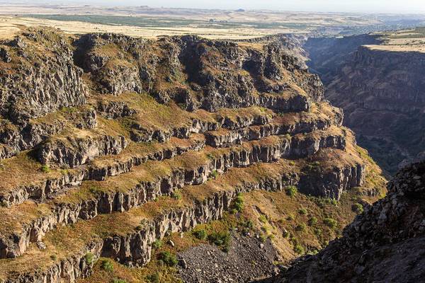 Canyon formed by layers of basaltic lava flows