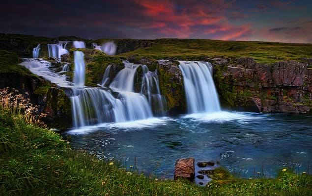 "The soothing sound of a waterfall prepares one for dusk" Kirkjufellsfoss  Snæfellsnes peninsula Iceland