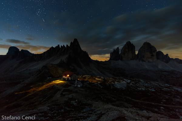 First light on Paterno e Tre Cime