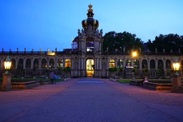 Dresden at the blue hour. Kronentor, Zwinger