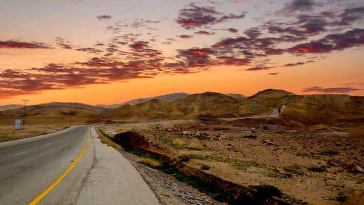Road from Madaba city to Dead Sea - Jordan.