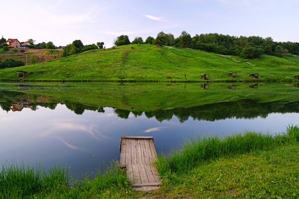 Calmness and quietness right outside crazy Moscow city, Romashkovo lake, Russia