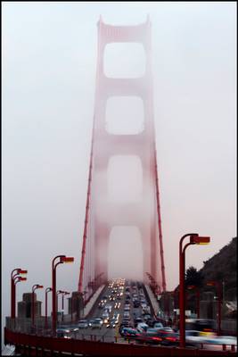 Golden Bay Bridge wrapped in mist
