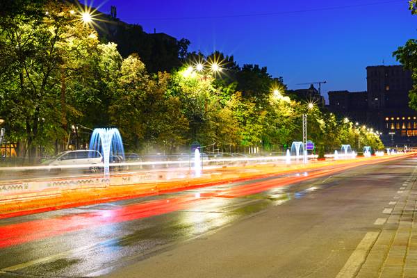 Bucharest at the blue hour. Bulevardul Unirii