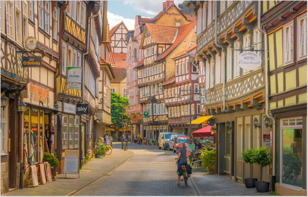 Picturesque half-timbered town.
