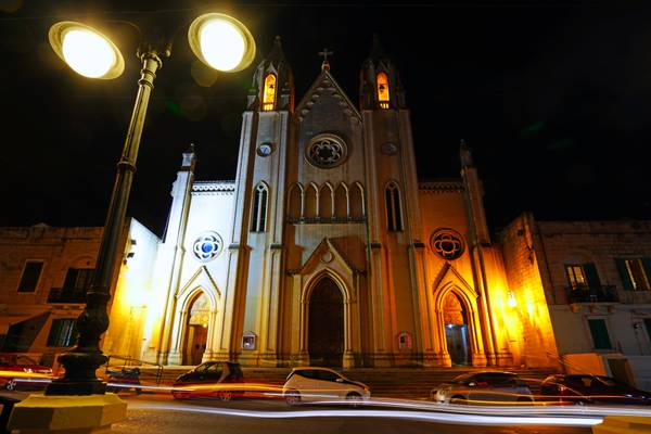 Church of Our Lady of Mount Carmel by night, Sliema, Malta