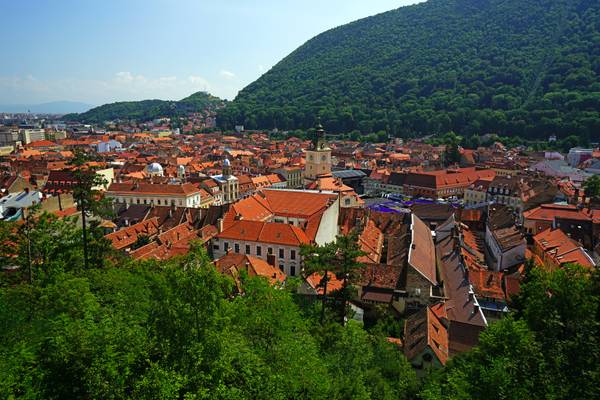 Panorama of Brasov Old Town from the tower, Romania