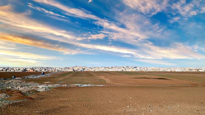 A faraway view of the city of Madaba - Jordan.