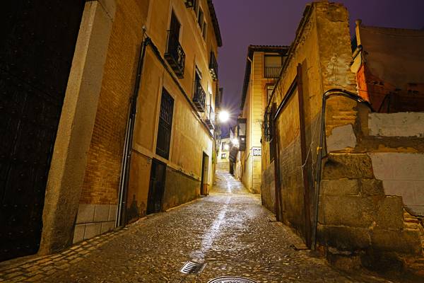 Toledo by night. Narrow streets of the old town