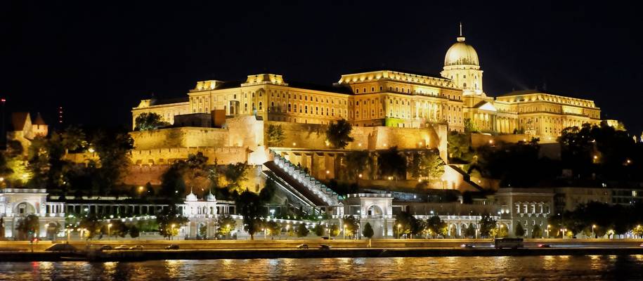 Castle Hill Palace at night, Budapest