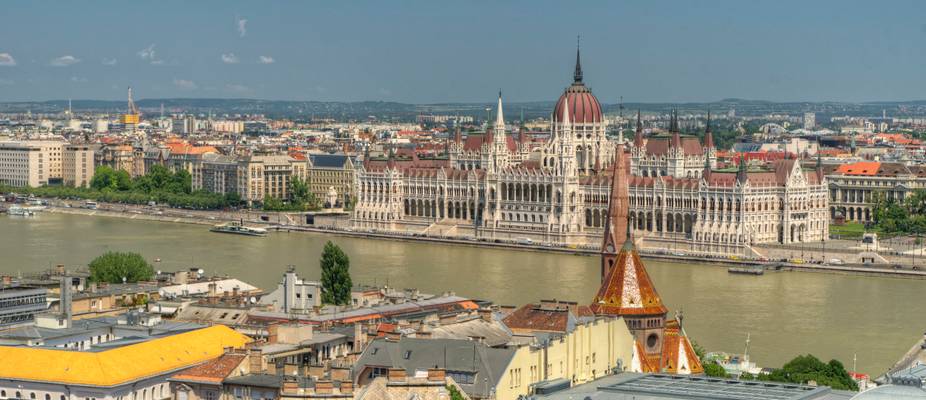 View of the Hungarian Parliament building from Castle Hill Palace.