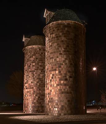 Silo at night