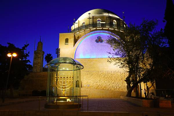 Jerusalem at the blue hour. Hurva Synagogue
