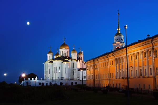 Assumption Cathedral & Vladimir Palaty at the blue hour, Russia
