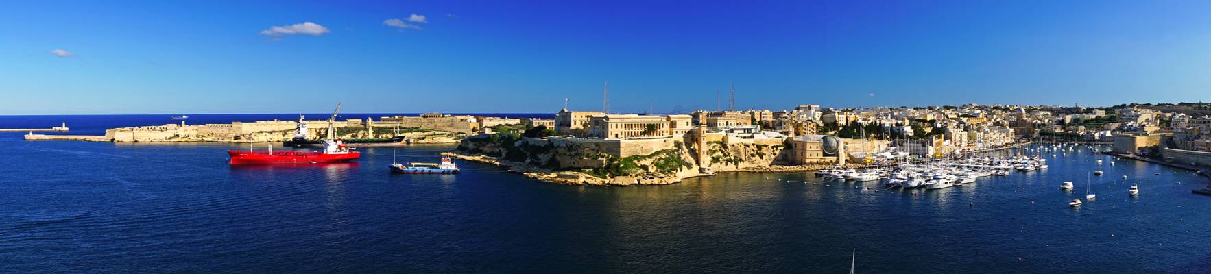 Panoramic view from Fort St Angelo, Vittoriosa, Malta