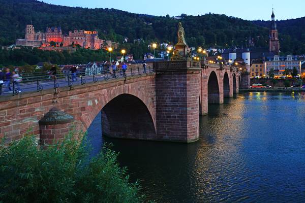 Heidelberg at the blue hour. Old Bridge & Castle