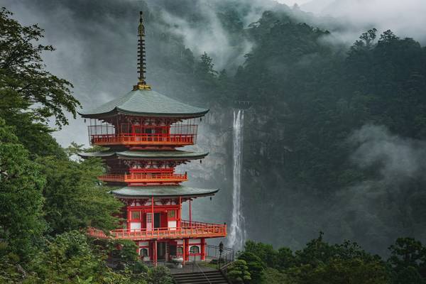 Kumano Nachi Taisha in rainy day