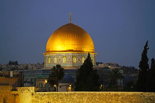 Jerusalem at the blue hour. Dome of the Rock