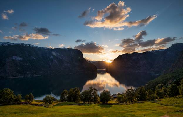 Sunset over Aurlandsfjord