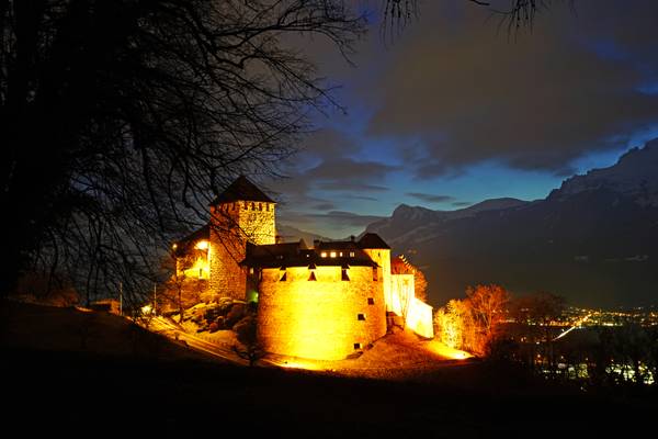 Vaduz Castle by night, Liechtenstein