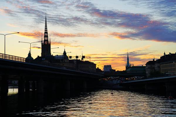 Stockholm at sunset. Between Riddarholmen & Gamla Stan