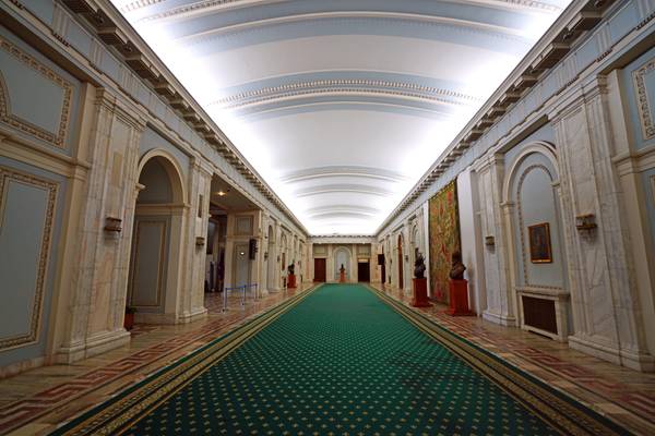 Corridor with a green carpet, Palace of Parliament, Bucharest