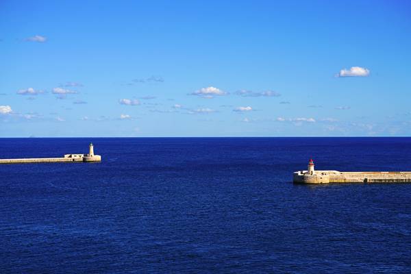 Between St Elmo & Ricasoli lighthouses, Malta