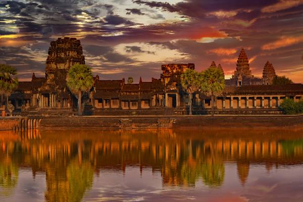 "The sun slips from the Angkor Wat sky" Cambodia