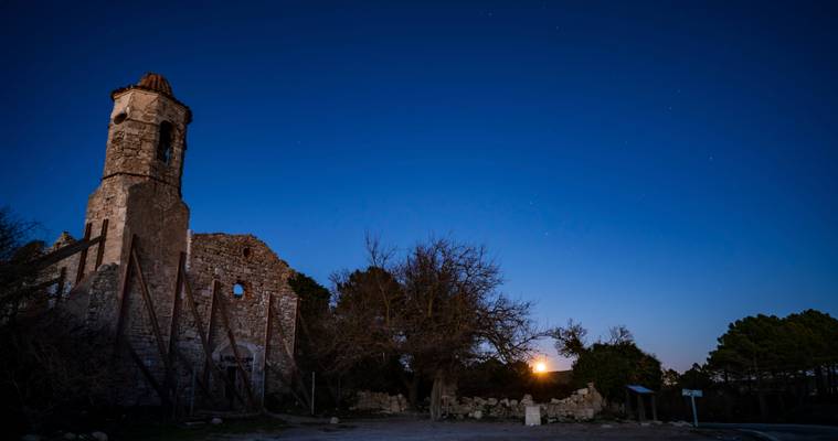 Full Moon At Church Ruins