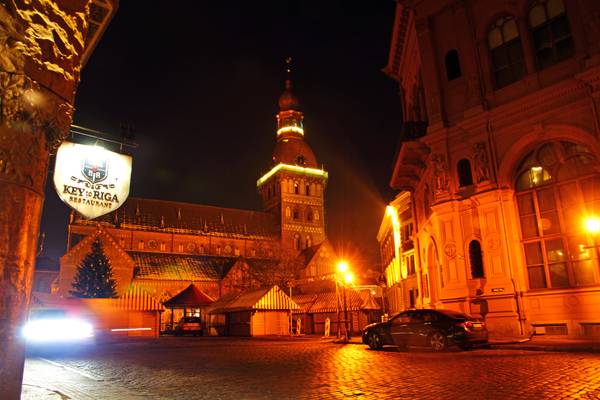 Riga by night. Dome square