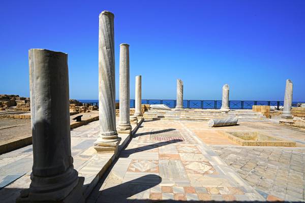 Roman marble floor & columns, Caesarea, Israel