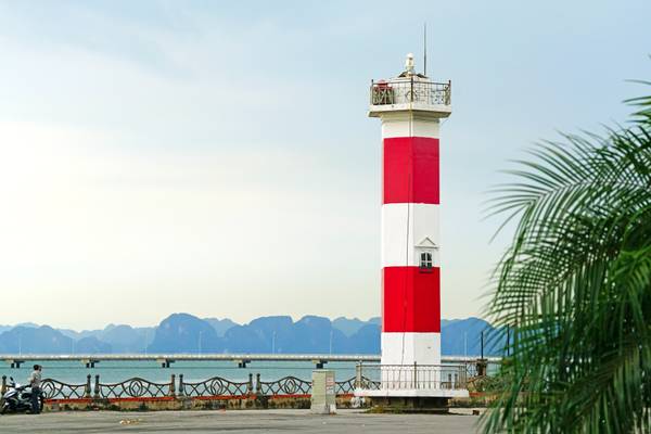 Red & white lighthouse of Ha Long, Vietnam