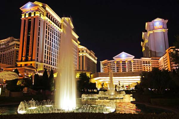 Las Vegas by night. Caesars Palace fountain