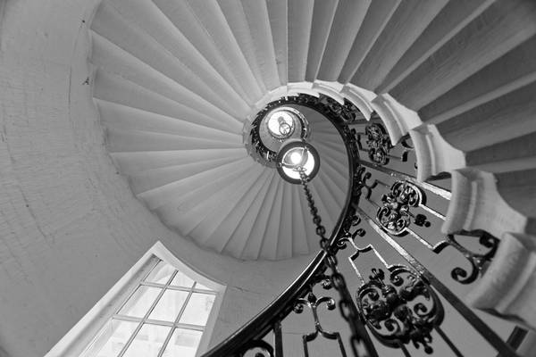 Spiral staircase inside Old Royal Naval College, Greenwich