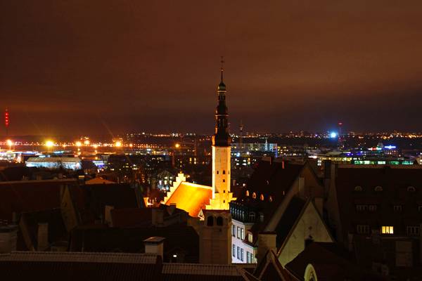 Tallinn by night. Church of the Holy Ghost from Kohtuotsa