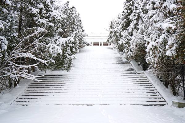 Big staircase under snow, Arkhangelskoye, Russia