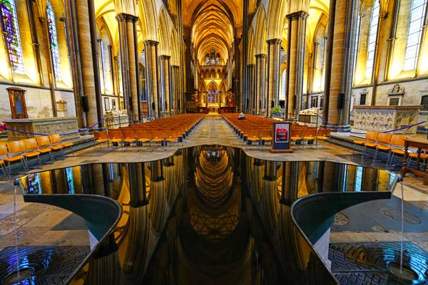 Wonderful reflection in the Font of Salisbury Cathedral, UK