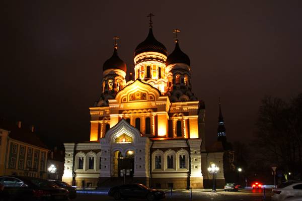 Tallinn by night. Alexander Nevsky Cathedral