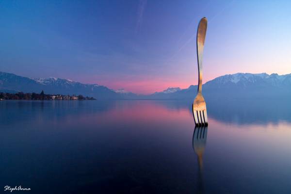 The fork in Lake Geneva during sunset 1