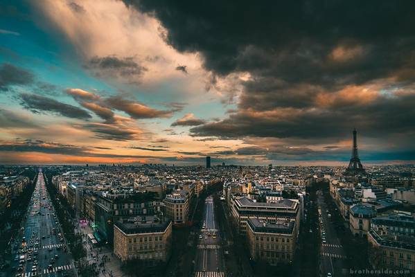 View from the top of Arc de Triomphe