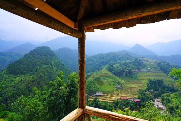 Spectacular mountains & rice fields surrounding Cat Cat village, Vietnam