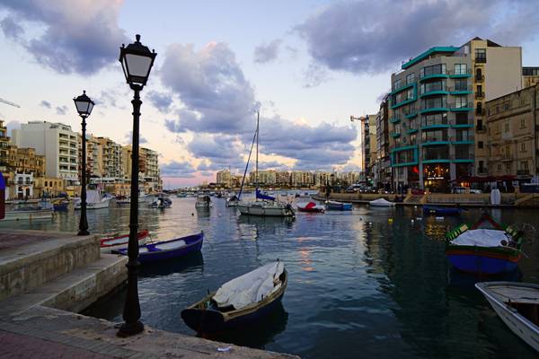 St Julian's marina by sunset, Malta