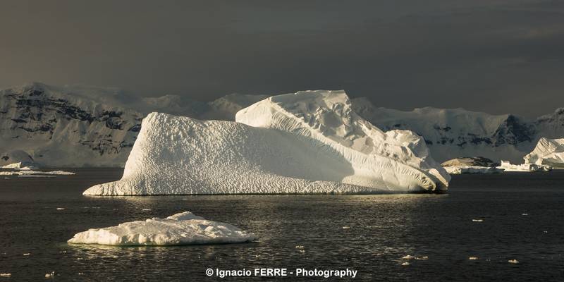 Antarctic evening sun lights