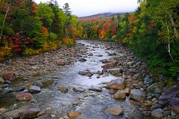 Pemigewasset River from Kancamagus Hwy in Autumn, New Hampshire