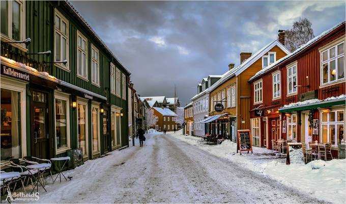 Winter street in Trondheim, Norway
