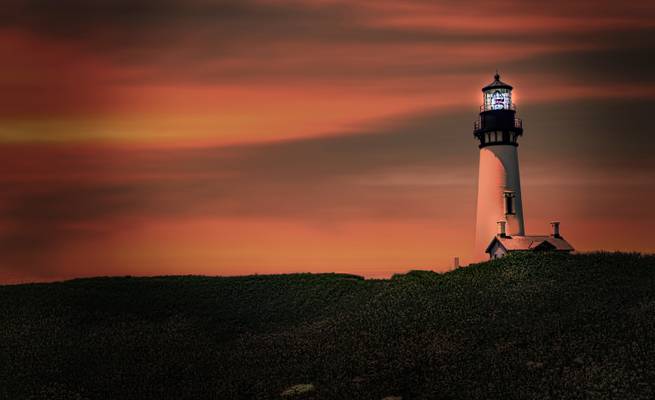 "Yaquina Head Lighthouse at Sunset" Oregon