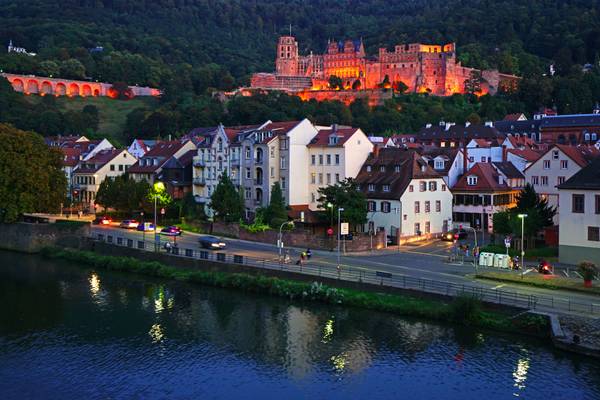 Heidelberg at the blue hour. Schloss Heidelberg