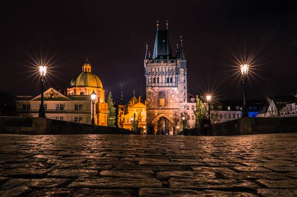 Charles bridge at night