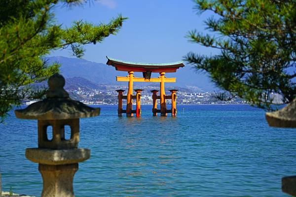 Itsukushima Floating Torii Gate framed view, Japan